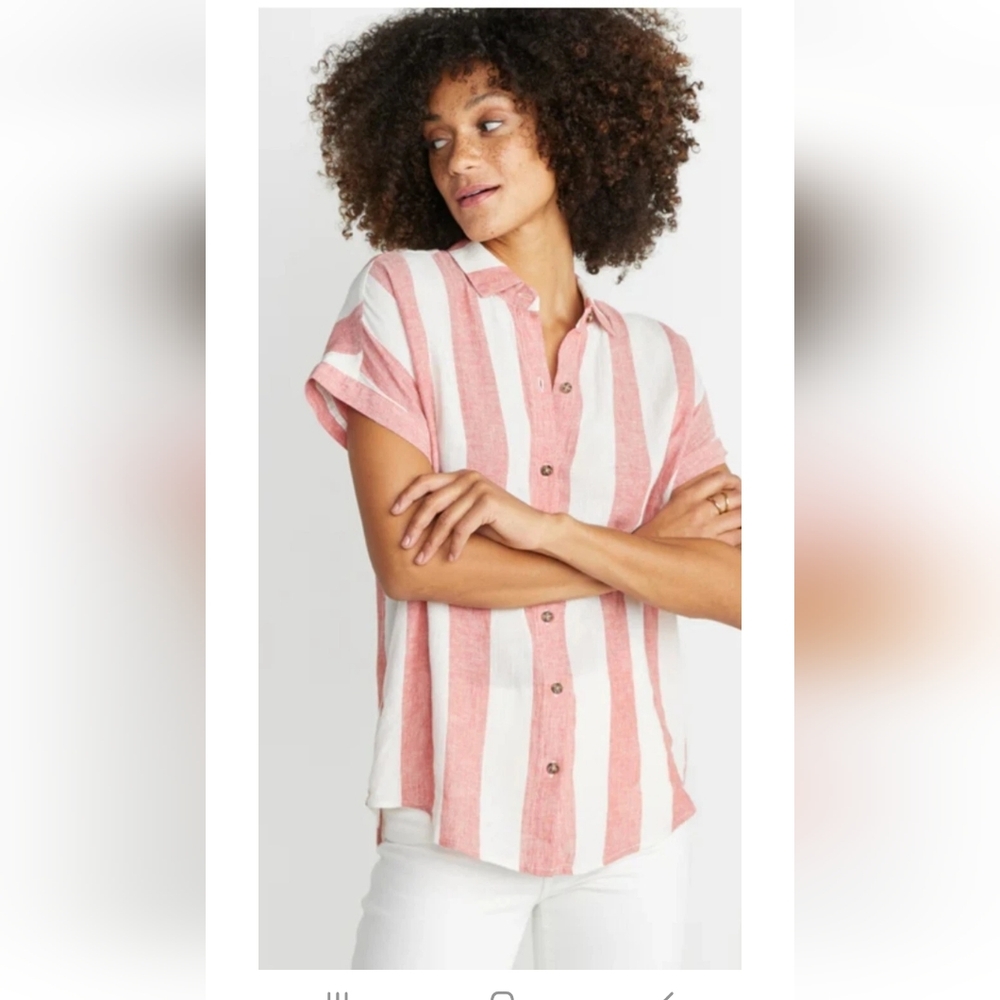 Marine Layer Striped Pink and White Women's Top